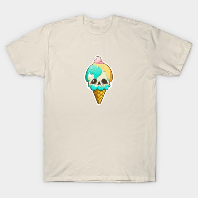 Ice cream Skull Sticker T-Shirt by EdSan Designs